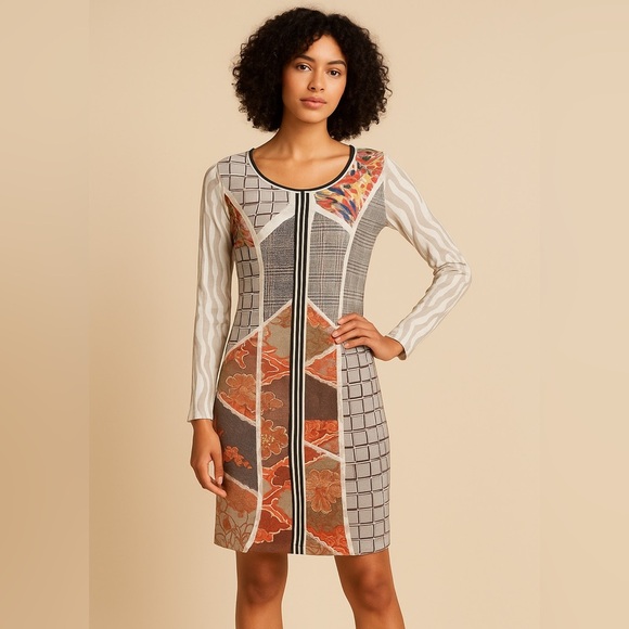 VTG Cache’,Y2K,RARE Button-Front, Patch-Patterned Dress,Pockets,Perfect,Size 6 - Picture 2 of 16